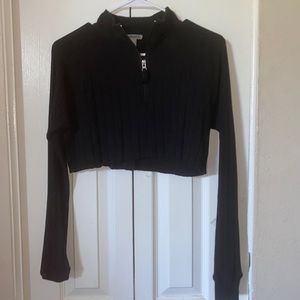 long sleeve crop top with a small turtle neck